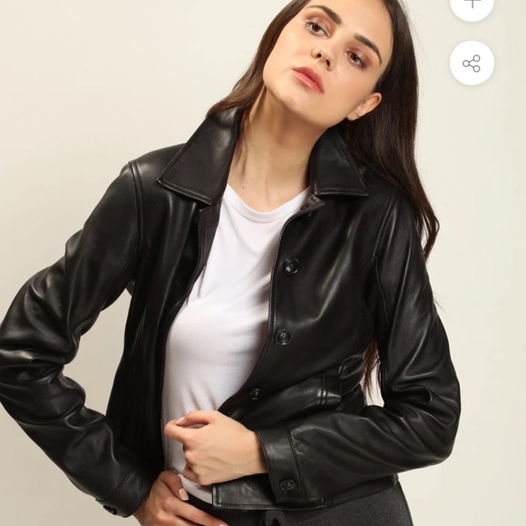 Blue Lined Leather Jacket - Picture 9 of 9